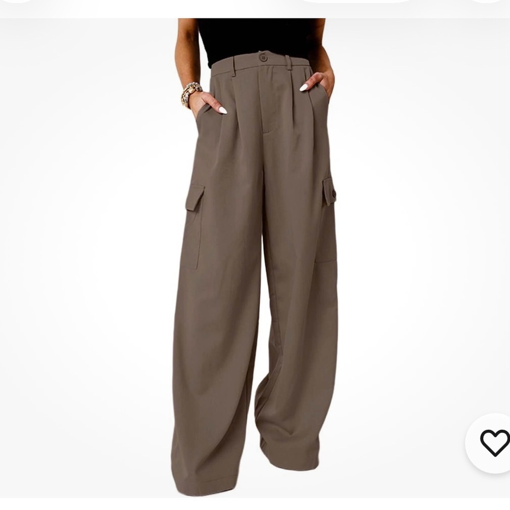 NWT Dokotoo Womens High Waisted Wide Leg Cargo Pants Baggy Casual 6,‎ Dark Brown